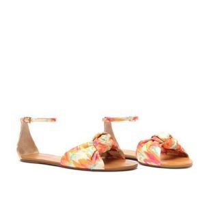SCHUTZ Sz 8 Flat Sandal NIB Leather Multi color